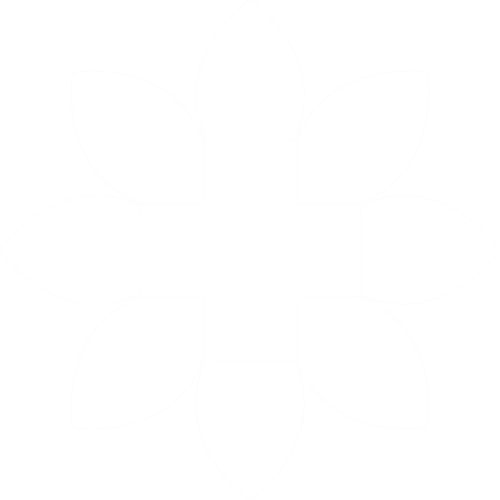 Symmetrical flower pattern with a central cross on black.