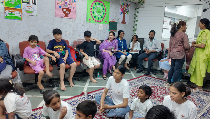 Children participating in emotional wellness session.