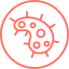 Bacteria or germ cell icon inside a circle