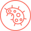 Bacteria or germ cell icon inside a circle