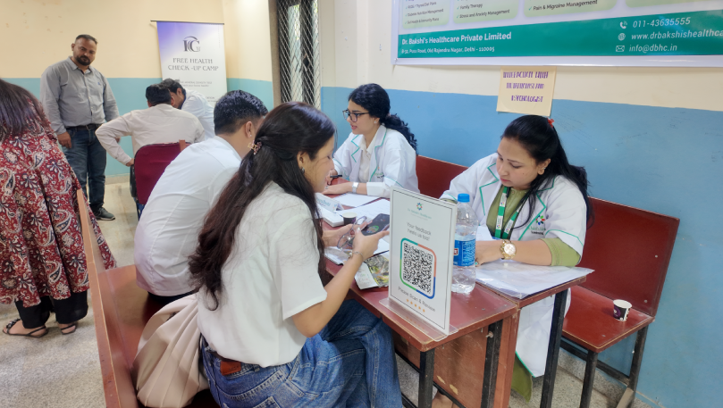 Free health check-up consultations at college workshop.
