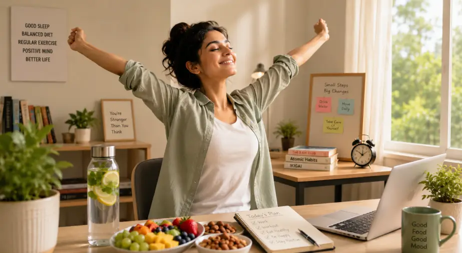  a woman is seen in a happy mood, and her energy is long lasting. 
