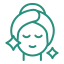 Glowing female face icon